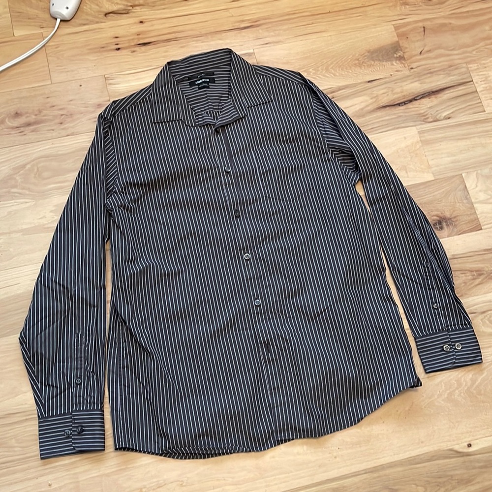 Claiborne Grey pinstripe long sleeve dress shirt sz Large